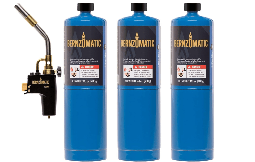 Bernzomatic Trigger Start Torch - TS 8000 Torch + 3 Propane Gas Cylinders
