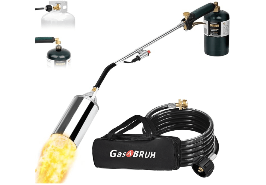 GasBRUH Propane Torch Weed Burner Kit,Weed Torch 360,000 BTU,Blow Torch with 1lb Propane Converter Hose,Blow Torch for Weeds,Wood,Roof,Ice Snow,Road, Fire Start,Charoal Start(Fuel not Included)
