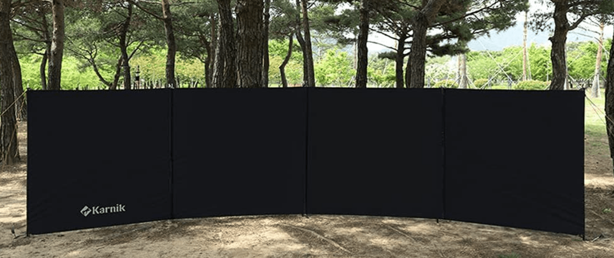 Camping Windbreak Tarp Windscreen Privacy Screen Wall Pole Beach Outdoor Folding (Black)
