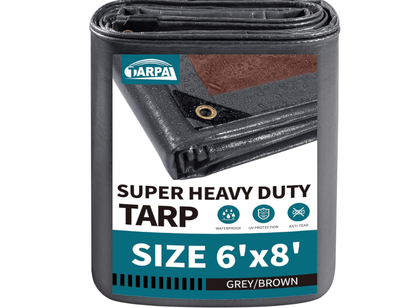 TARPAL tarp 6x8 Feet Super Heavy Duty Tarps Cover 20mil Waterproof UV Protection Rip and Tear Proof Tarpaulin with Grommets(Grey/Brown)
