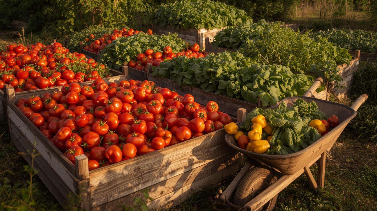 Abundant home vegetable garden ready for harvest in late summer