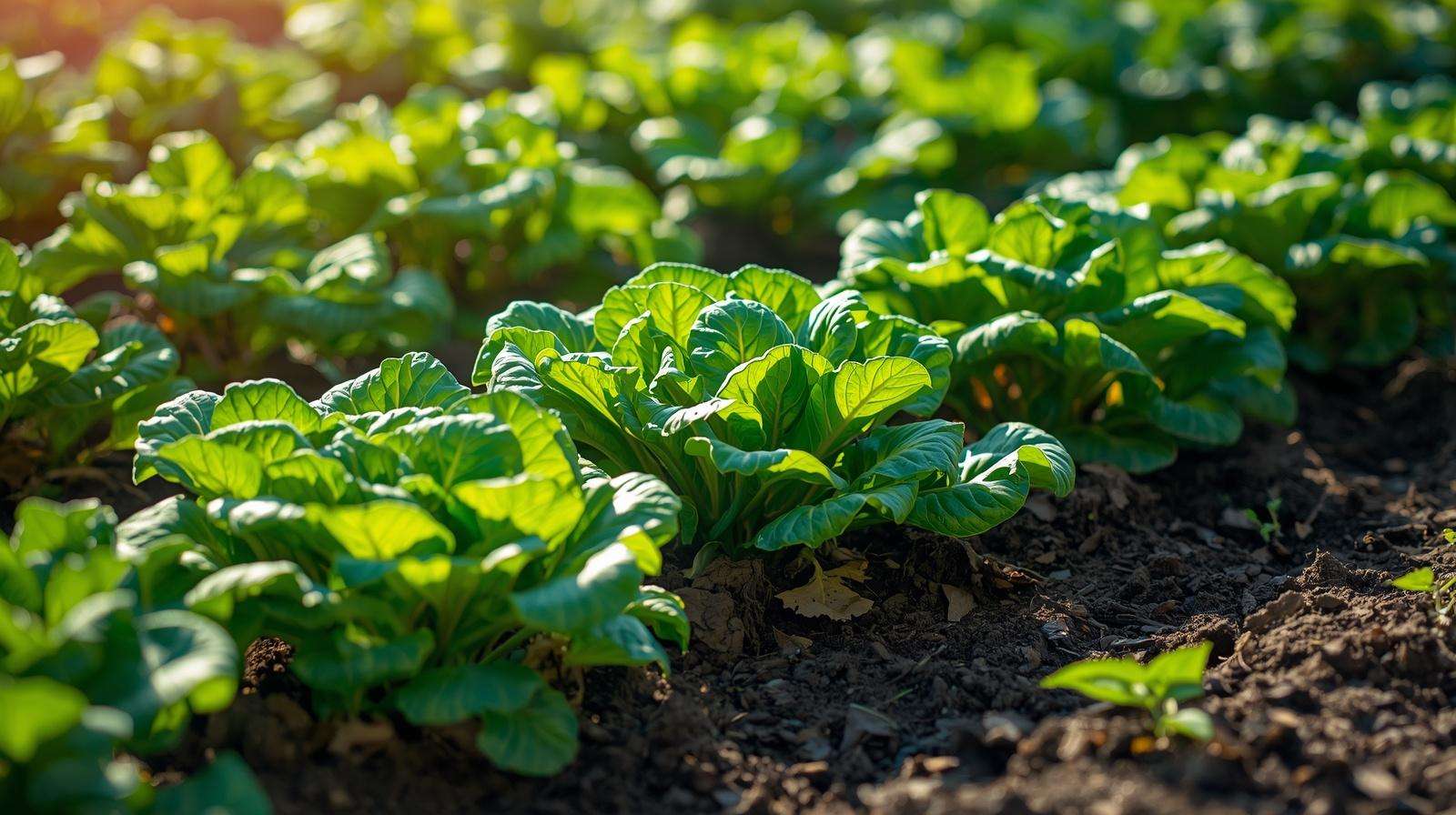 Healthy vegetable garden growth using organic chicken manure fertilizer