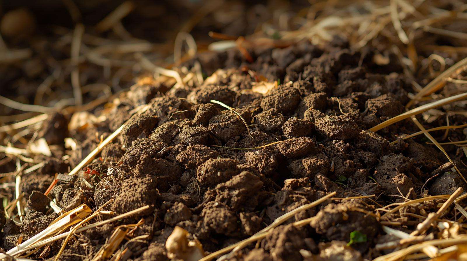 Nutrient-rich chicken manure with organic bedding for garden soil improvement