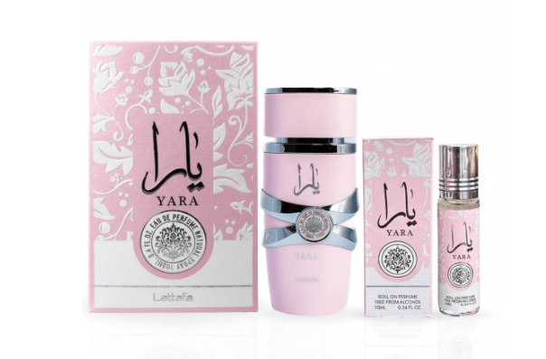 Lattafa Yara 2-piece Fragrance Bundle for Women (3.4 Oz Eau de Parfum Spray + 0.34 Oz Concentrated Perfume Oil)