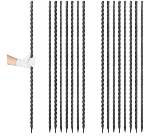 Besitu Rebar Stakes 48 inches 16-Pack Concrete Form Stakes Straight 3/8" Diameter Rebar Ground Metal Stakes for Landscaping, Securing Fence, Garden Plants Support, Survey Markers and Securing Trees
