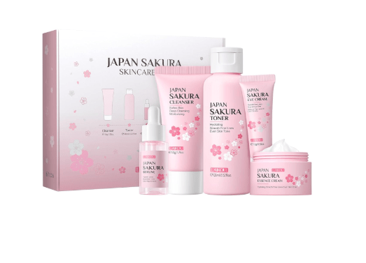 LAIKOU Skin Care Set JAPAN SAKURA Women Beauty Gift Sets Skin Care Kit with Cleanser, Toner, Serum, Eye Cream, Face Cream Travel Kit for Women Teen Girls Mom Daughter Birthday