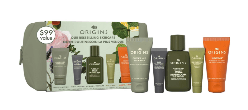 Origins Bestselling Skincare Set | Features Cleanser, Mask, Treatment Lotion, Serum & Moisturizer | With Peptides, Hyaluronic Acid & Niacinamide