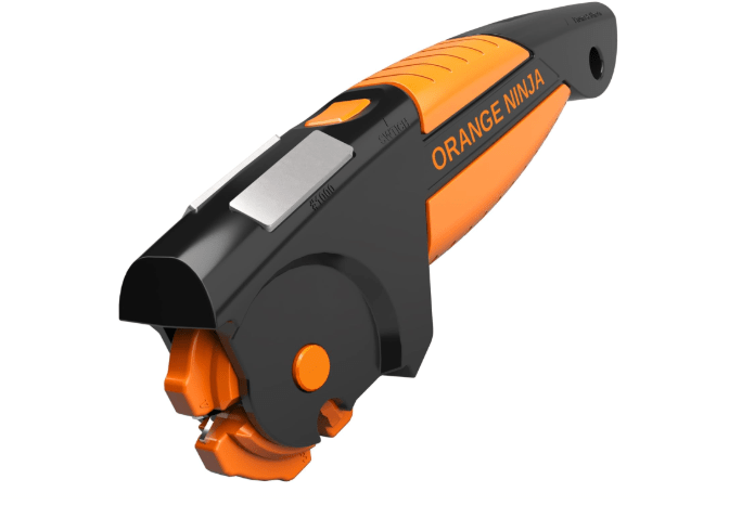 Orange Ninja 7-in-1 Garden Tool & Knife Sharpener – Sharpens Axe, Hatchet, Machete, Pruner & Shears – One Tool for All Your Outdoor Blades – Gift for Gardeners