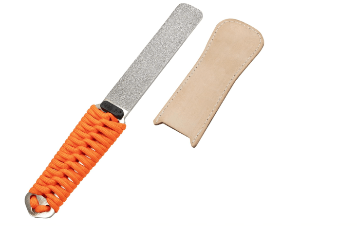 SHARPAL 181N Dual-Grit Diamond Sharpening Stone File Garden Tool Knife Sharpener with Leather Strop Coarse 325 / Extra Fine 1200 Grit for Lawn Mower Blade, Axe, Hatchet, Hedge Shears Fathers Day Gift
