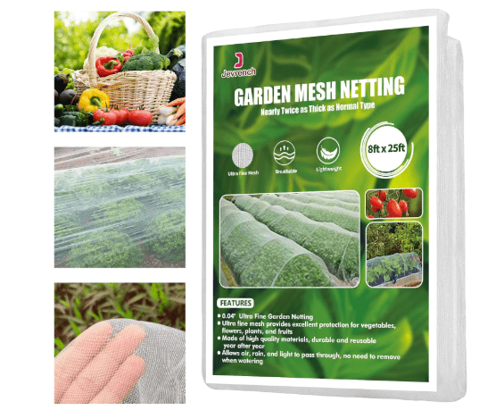 Garden Netting, Jevrench Durable Ultra Fine Garden Netting, Garden Plant Cover Row Cover Makes Plants, Vegetables, Fruits, and Flowers Grow Better (8ft x 25ft)