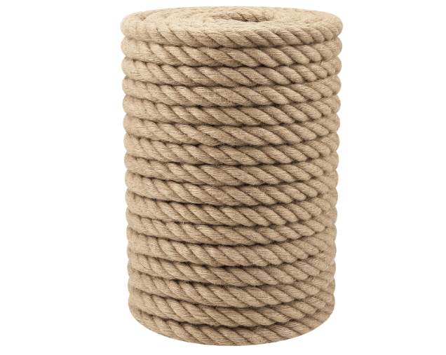 Jute Rope Heavy Duty - 1inch 100ft Thick Natural Twisted Manila Hemp Ropes Indoor and Outdoor Decorative Kits for Crafts Porch Swing Nautical Tug of War Deer Hunting Landscaping
