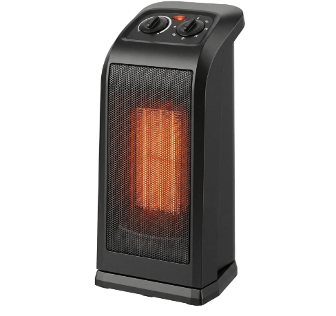 Comfort Zone 18" Tower Space Heater with PTC Heating Element, 1500W/900W Dual Heat, 60° Oscillation, Adjustable Thermostat, Fan-Only Mode, Overheat & Tip-Over Protection, Portable Electric Heater