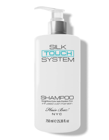Hair Bar NYC Silk Touch System Keratin Care Smoothing Shampoo with Pure Keratin & Biotin For Chemically & Color Treated Hair 25.36oz/750ml - Extend Keratin Treatment, Rebuild & Nourish