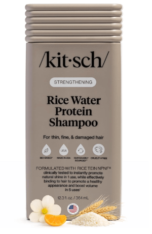 Kitsch Strengthening Rice Water Protein Shampoo for Women & Men – Hair Growth Shampoo & Volumizing Hair Care for Thin, Fine & Damaged Hair – Paraben, Phthalates & Silicone Free – Made in USA – 12.3 oz