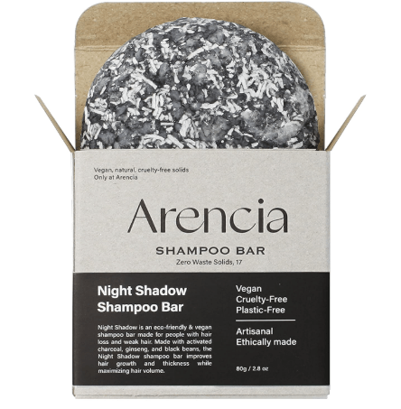 ARENCIA Night Shadow Biotin Shampoo Bar for Regrowth & Hair loss, Darkening, Gray Hair | Strengthening & Volumizing | Normal to Oily Hair | Vegan, Natural, pH balanced, Sulfate free