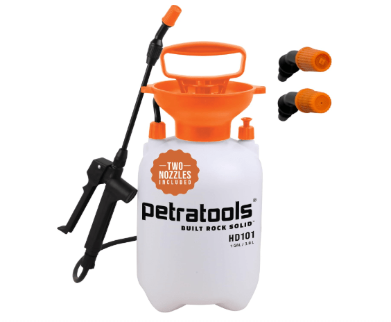 Petratools 1 Gallon Pump Sprayer – HD101 Garden Sprayer for Weeds, Lawn Care & Pesticides – 52” Long Hose, 2 Nozzles & Easy Carry Handle – Durable & Lightweight