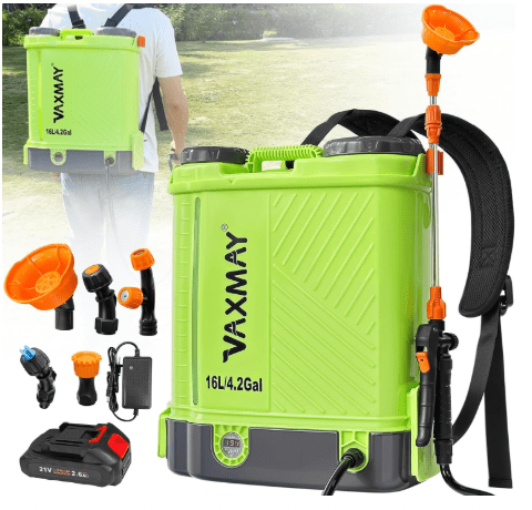 Battery Powered Backpack Sprayer 4 Gallon, VAXMAY 100 PSI Electric Garden Sprayer Works with Makita 18V Battery, Weed Yard Sprayer with Telescopic Wand