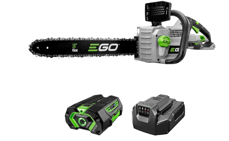 EGO POWER+ Chain Saw, 18” Battery Powered Chainsaw, Electric Cordless, Includes 56V 4.0Ah Battery and Charger – CS1803