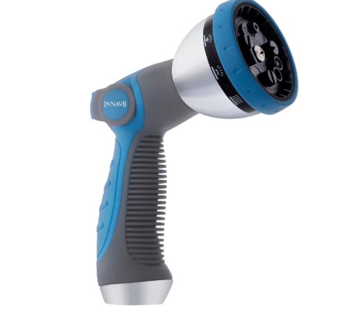 INNAV8 Garden Hose Nozzle Heavy Duty - Features 10 Spray Patterns, THUMB CONTROL On Off Valve Hose Sprayer Nozzle for Easy Water Control - Outdoor Water Hose Nozzle Head Attachment