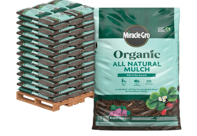 Miracle-Gro Organic All Natural Mulch for Landscaping - Bagged and Shredded, OMRI Listed, 1.5 cu. ft. (80-Bag Pallet)