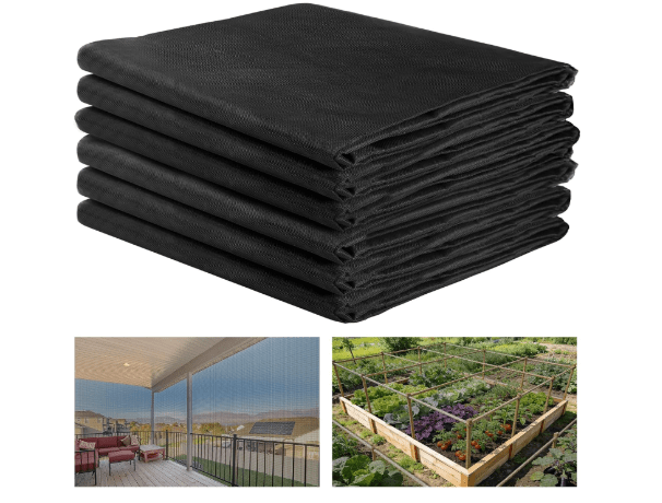 10 x 50 ft Stronger Garden Mesh Netting - PP Nanocomposite Bird Net Barrier, Fine Mesh Mosquito Screen for Outdoor Plants Vegetables Patios Balconies Terraces, Shading Rate 33% (Black)
