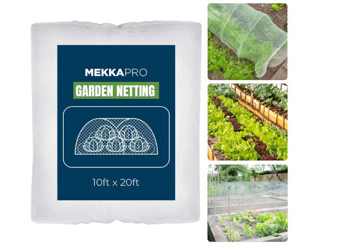 MEKKAPRO XL Garden Protection Netting, 10ft x 20ft Mesh, Insect & Bird Netting for Fruits, Vegetables & Plants
