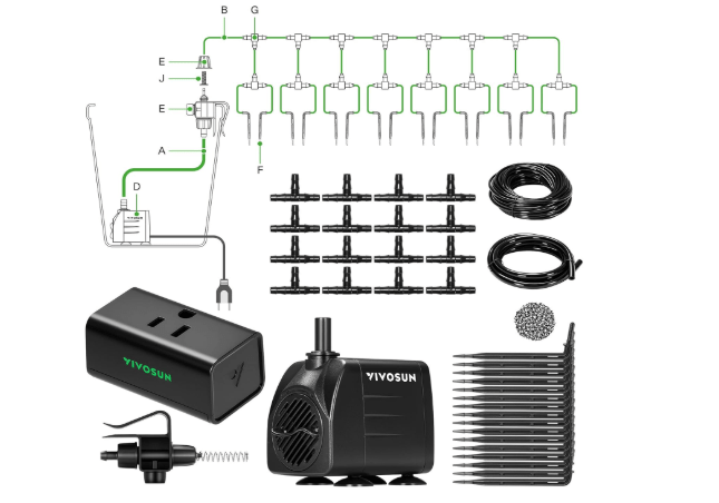 VIVOSUN Automatic Drip Irrigation Kit, Smart Watering System with 16 Drip Emitters, 4mm Fast Flow, App-Controlled A10 GrowHub, Quiet 15W Pump, Anti-Siphon & Filtered for Indoor & Outdoor Plants