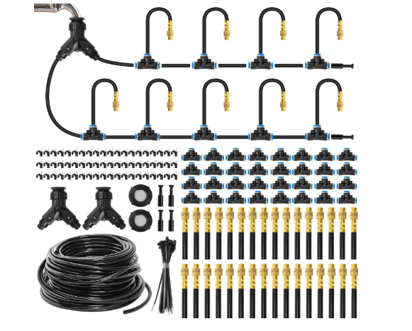 MIXC 200Ft 1/4" Drip Irrigation System,2026-Upgrade Garden Irrigation Kit with 32pcs Adjustable Copper Nozzles, Atomizing Watering System for Outdoor Plants,Raised Bed,Yard,Potted Plant,Lawn