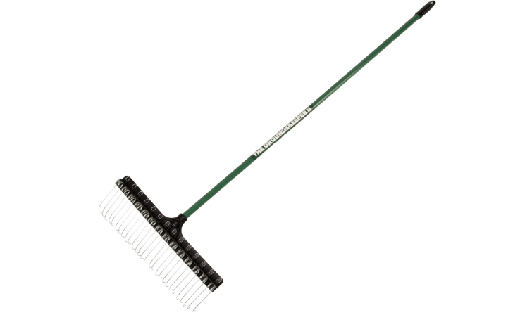 THE GROUNDSKEEPER II Green Rake 55-inch Lightweight Fiberglass Handle, 21-inch Head, Durable Steel Tines for Gardening, De-Thatching or Professional Landscaping