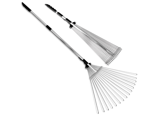 TABOR TOOLS Adjustable Metal Rake - Collapsible & Telescopic - Garden, Yard, & Lawn - Ideal for Leaves, Shrubs & Small Areas. J16A