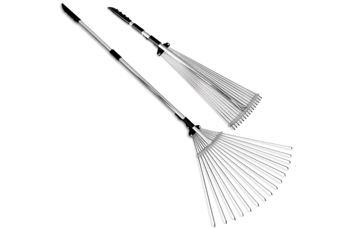 TABOR TOOLS Adjustable Metal Rake - Collapsible & Telescopic - Garden, Yard, & Lawn - Ideal for Leaves, Shrubs & Small Areas. J16A
