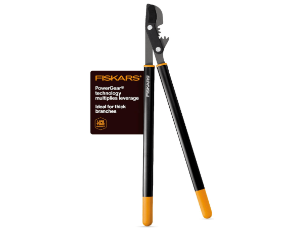 Fiskars 32" PowerGear Bypass Loppers, Patented Mechanism Multiplies Force to Reduce Strain, Heavy-Duty Precision-Ground Steel Blade for Living Growth, Trims Tree Branches up to 2" Diameter