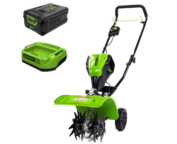 Greenworks 60V 8" Cordless Cultivator/Tiller + 4.0Ah Battery and Charger