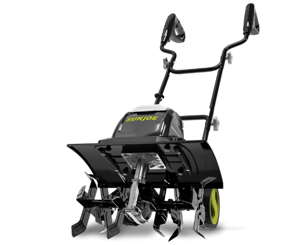 Sun Joe Corded Electric Garden Tiller & Cultivator with 15-Amp Motor and 6 Steel Tines – Heavy-Duty Rototiller with 15.7" Cutting Width for Outdoor Lawn, Yard & Soil Aeration, TJ605