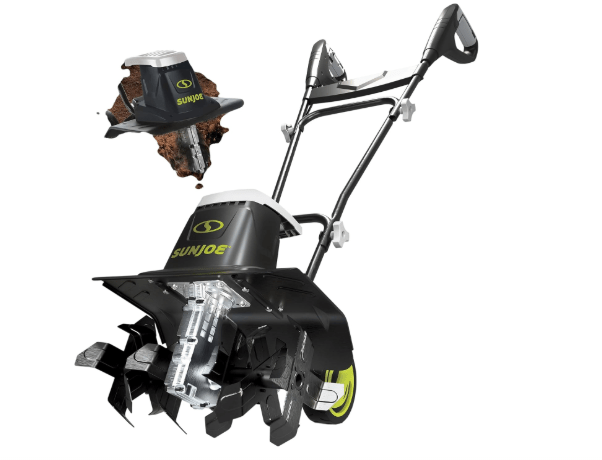 Sun Joe Corded Electric Garden Tiller & Cultivator with Steel Tines, 16", 13.5-Amp Motor - Heavy-Duty Tilling Machine for Lawn, Yard, and Gardening Care, TJ604E