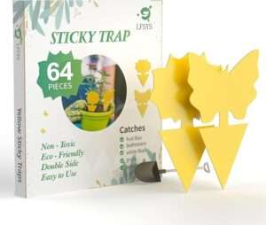 LFSYS 64 Pcs Sticky Traps for gnat, Yellow Sticky Fruit Fly Traps for Indoors Plants, Indoor Safe for Gnat, Fruit Fly, White Fly, Aphid, Leaf Miner