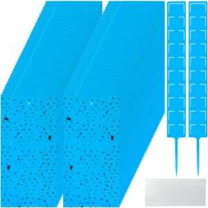 220 Pcs Double Sided Sticky Traps Gnat Killer for Flying Plant Insect Indoor Outdoor Such as Fungus Gnats, Whiteflies, Aphids, Include 200 Twist Ties and 20 Holders, 7.9 x 4 Inches (Blue)