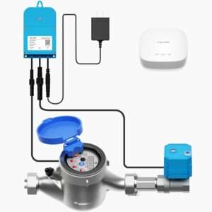NSF Certified Pulse Meter + Shutoff Valve Kit, 1", FlowSmart Controller YS5006 Reads Meter Pulses, Real-Time Usage & Leak Detection, Auto Shutoff...