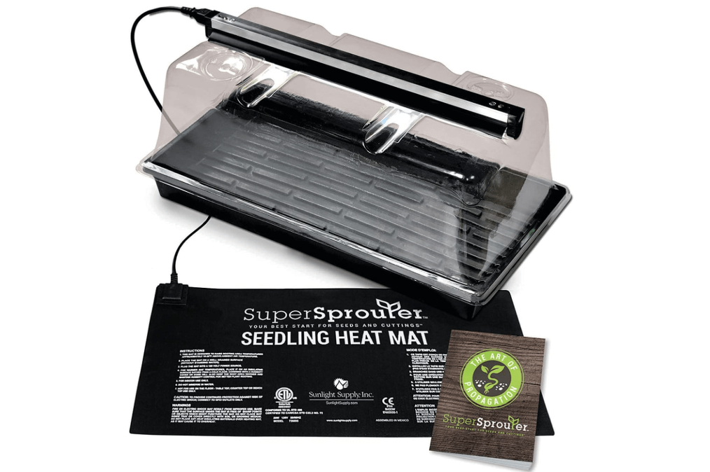 Super Sprouter Premium Heated Propagation Kit for Starting Seeds or Cuttings, Includes Heat Mat, Tray, Grow Light, and More
