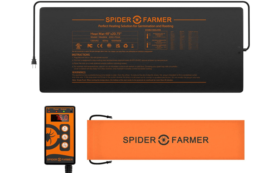 Spider Farmer Seedling Heat Mat 48"X20.75" and Digital Thermostat Controller Set Waterproof Durable for Indoor Gardening (MET UL Certified)
