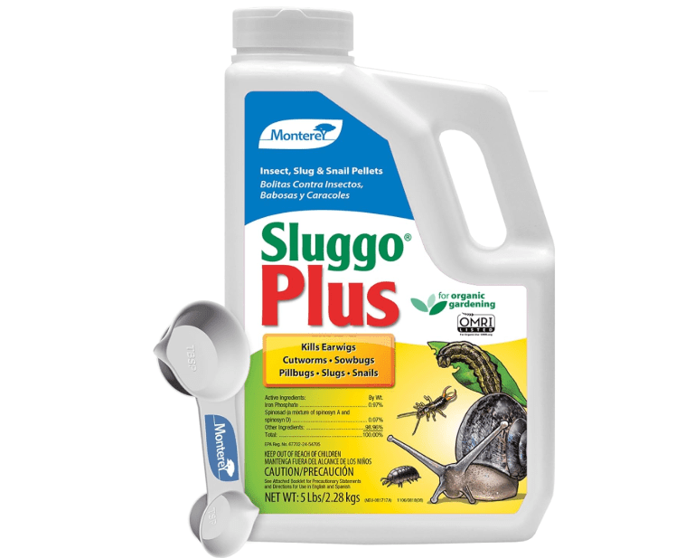 Monterey Sluggo Plus Bundled with Measuring Spoon - Snail & Slug Killer, Plus Controls Other Insects, OMRI Listed for Organic Gardening - 5 lb jug
