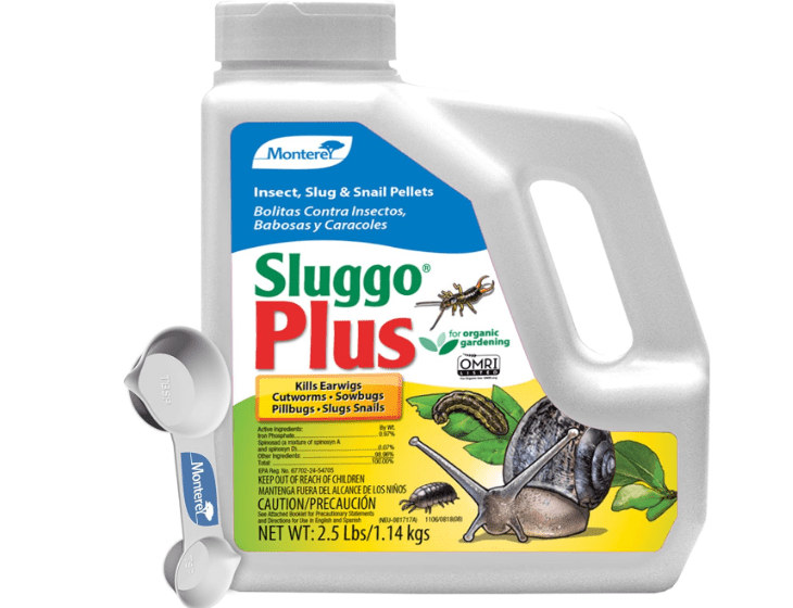 Monterey Sluggo Plus Bundled with Measuring Spoon - Snail & Slug Killer, Plus Controls Other Insects, OMRI Listed for Organic Gardening - 2.5 lb jug
