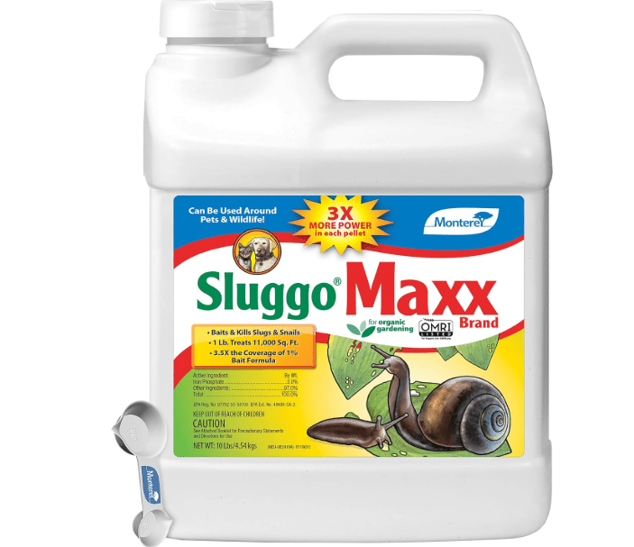 Monterey Sluggo Maxx Bundled with Measuring Spoon - Organic Gardening Slug and Snail Killer for Garden - Pet and Wildlife Friendly - 10 lb jug
