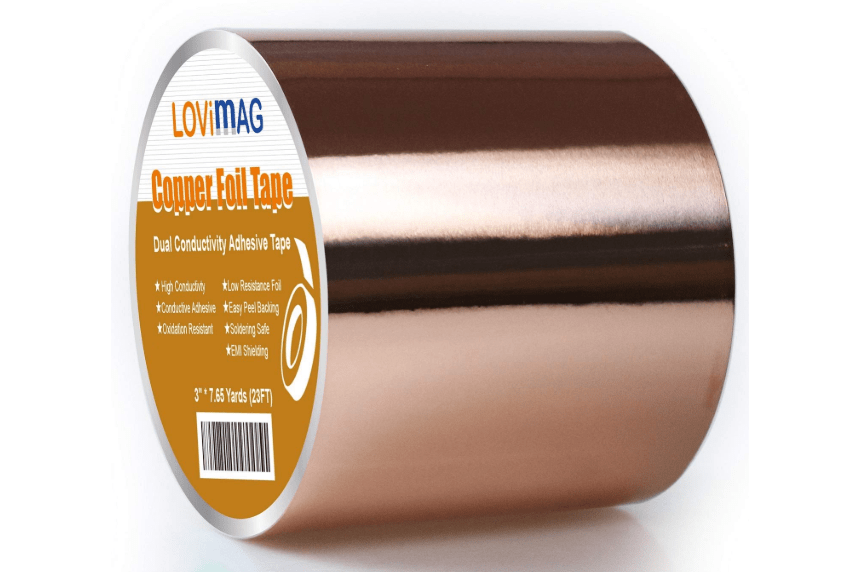 LOVIMAG Copper Tape, Copper Foil Tape (3"X 275") for Conductive Adhesive, Copper ShieldingTape for Guitars & EMI Shielding, Crafts, Electrical Repairs, Grounding 