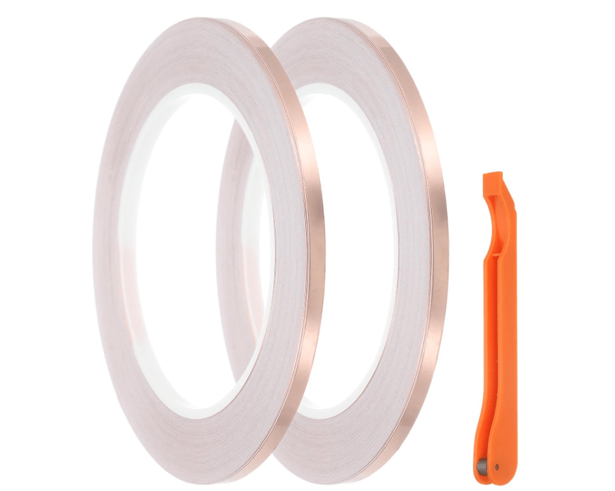 PATIKIL Copper Foil Tape, 2 Roll 1/6" x 82Ft Stained Glass Foil Hand Foiler Solder Supplies with Lead Foil Tools Kit for DIY Craft Stained Glass Soldering Electrical Repairs, Orange 