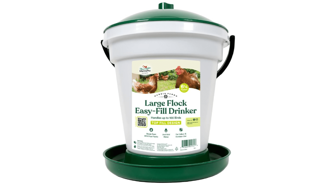 Harris Farms Large Flock Easy-Fill Poultry Drinker, Made with BPA-Free Plastic, Top Fill Design, 6.25 Gallon 