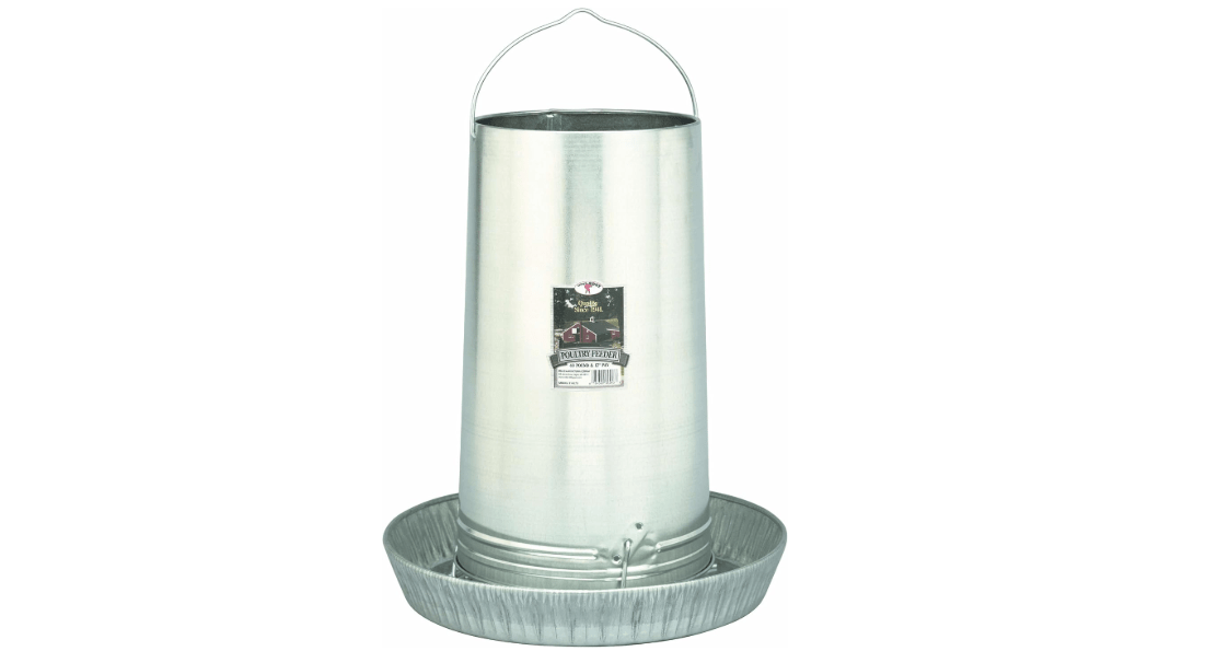 Little Giant® Hanging Metal Poultry Feeder | Chicken Feeder | Outdoor Hanging Bird Feeder | Galvanized Steel Feed Container with Hanging Handle | 40 Pound
