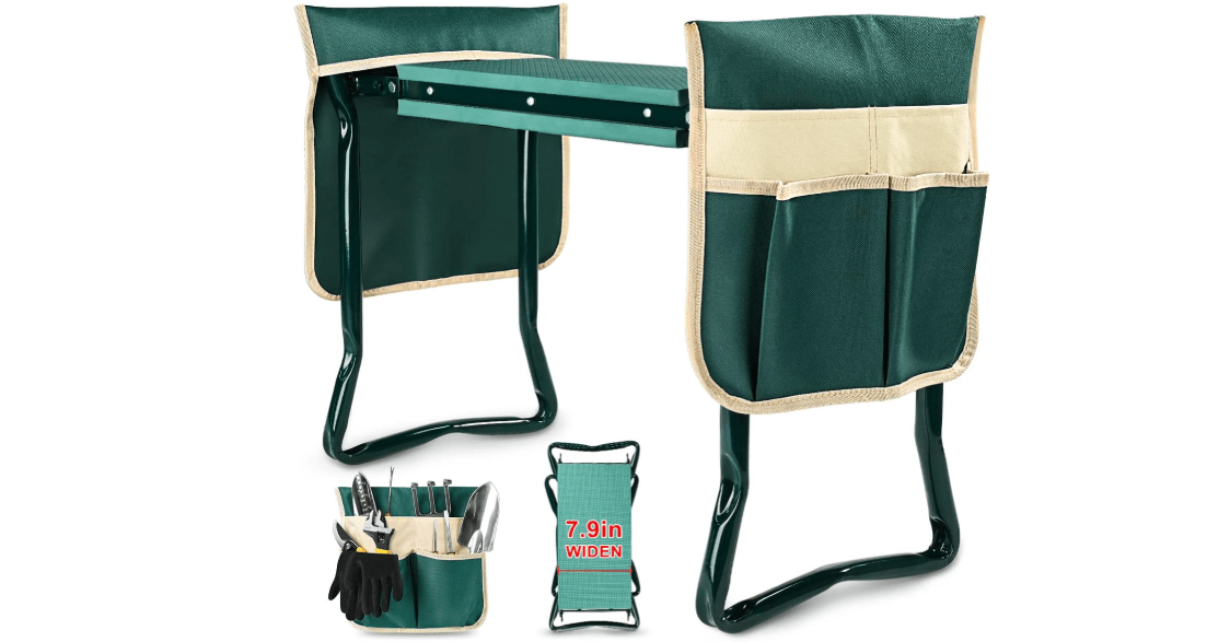 KVR Upgraded Garden Kneeler and Seat with Thicken & Widen Soft Kneeling Pad,Heavy Duty Foldable Gardener Stool with 2 Tool Pouches,Gardening Gifts for Women Mom Men Seniors¡­…
