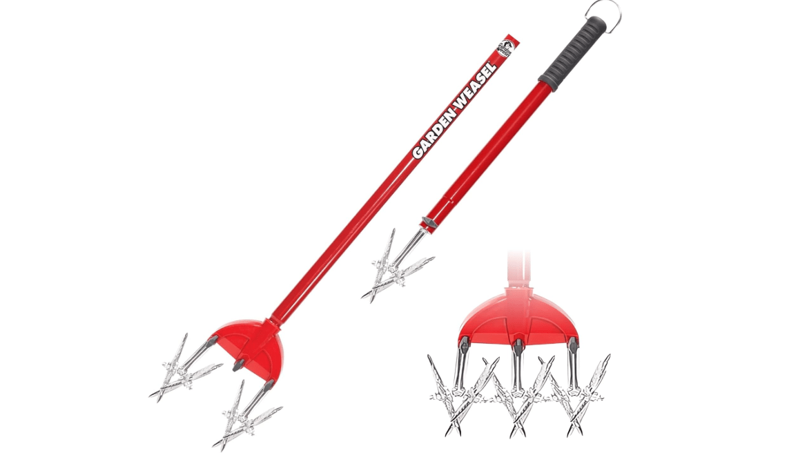 Garden Weasel Rotary Cultivator & Hand Tiller - 2-in-1 | Aerate, Weed, Cultivate, Plant, Reseed | Lawn Reseeding Garden Tool, Garden Soil Loosener | 91206
