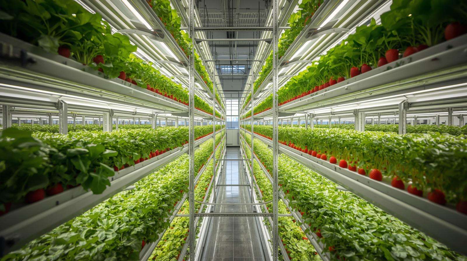 Vertical farming layout inside a multi-purpose greenhouse for maximum crop production